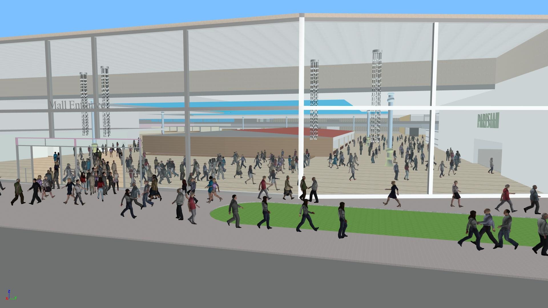 Shopping Mall in STEPS pedestrian modelling software